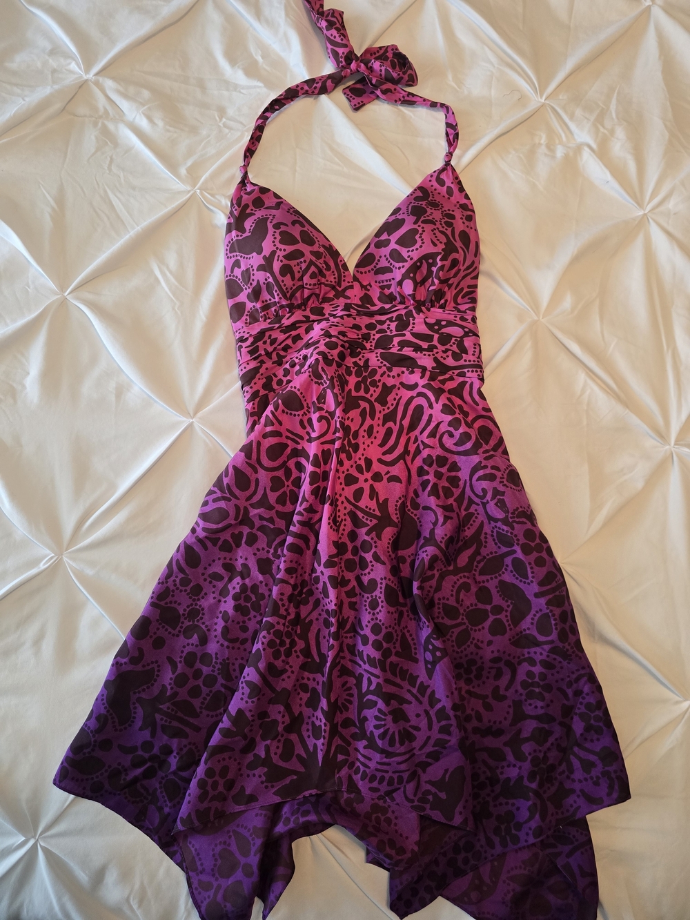 Y2K Guess Fuchsia and Deep Purple Ombre Animal-Print Halter Dress *NWT*